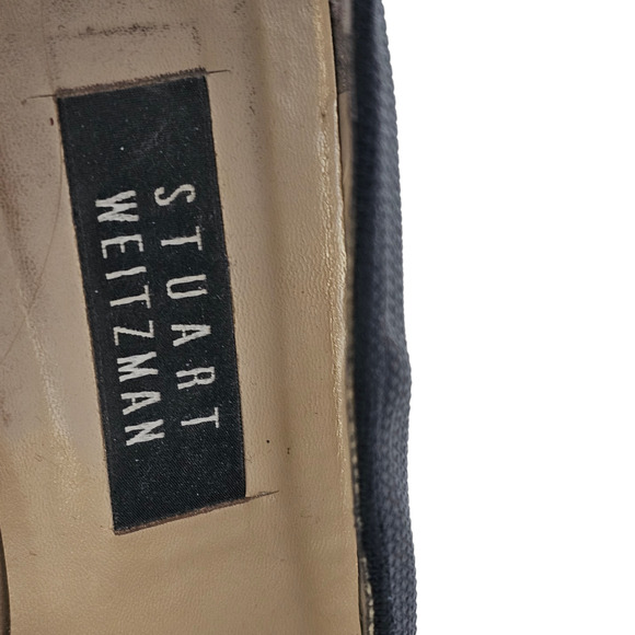 Shoes Stuart Weitzman black fabric square toe block heel pumps 7.5 - Picture 8 of 12